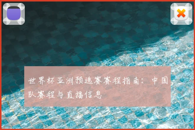 世界杯亚洲预选赛赛程指南：中国队赛程与直播信息